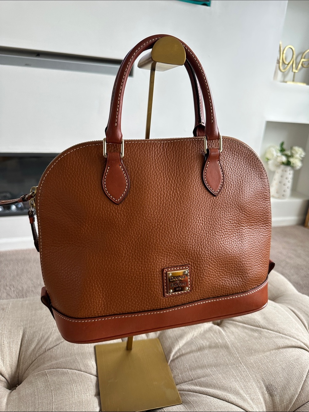 Dooney & Bourke Brown Pebble Leather Dome Satchel